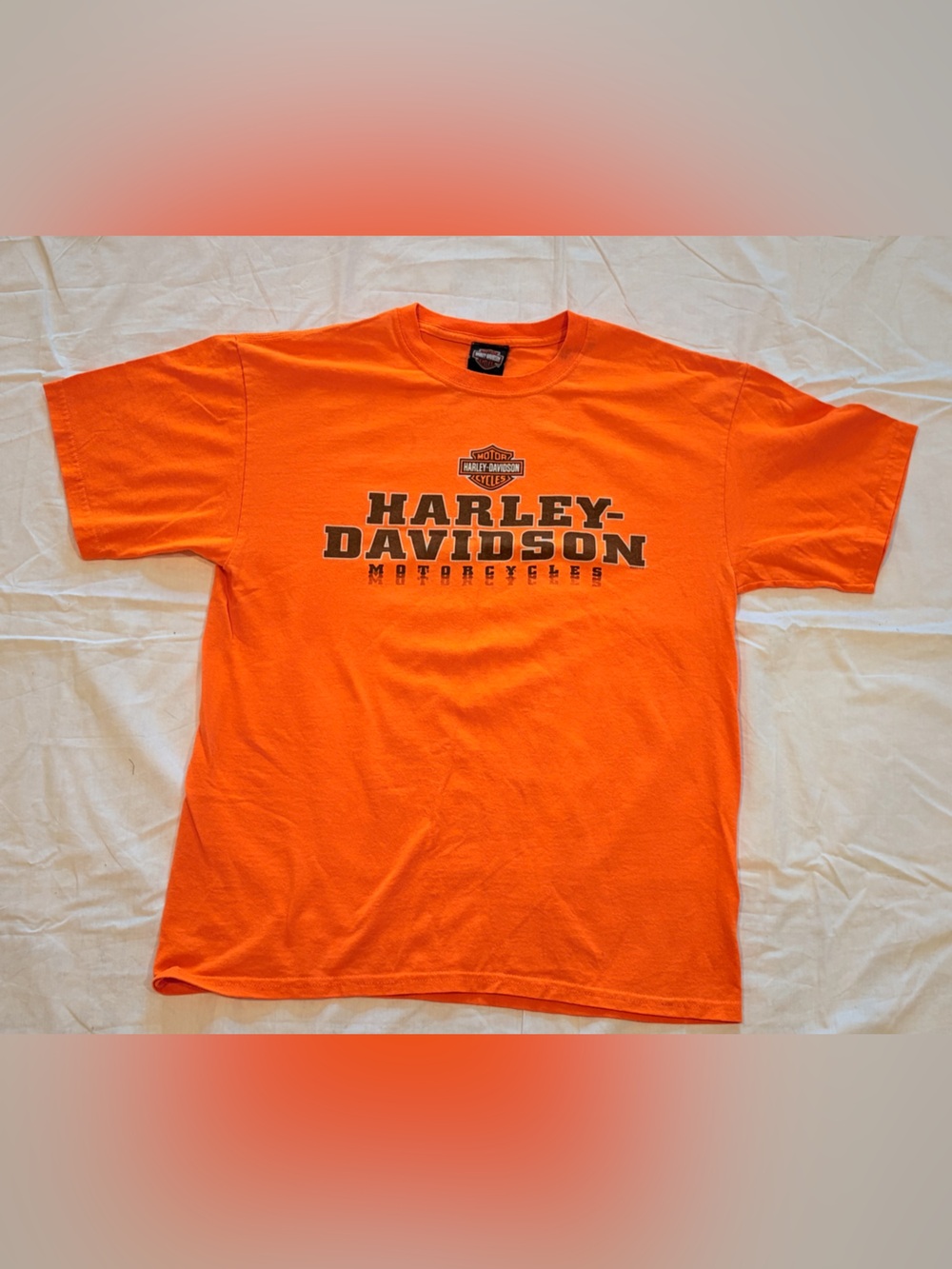 Harley-Davidson Bright Orange Logo Short Sleeve Tee